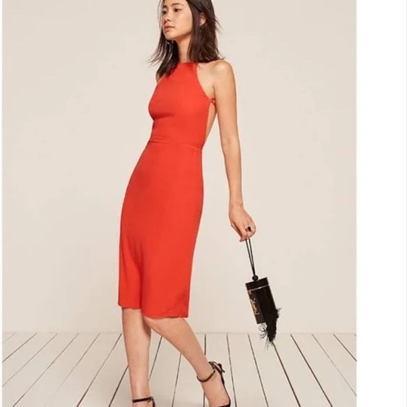 Reformation Sanibel Dress Size 2 coral red orange - Picture 2 of 11